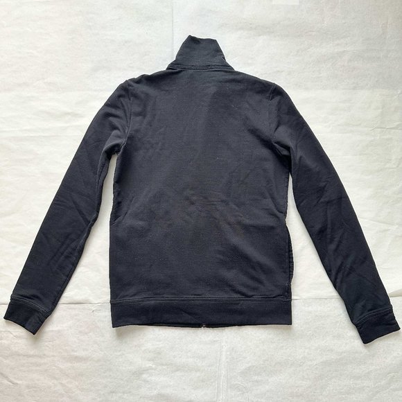 Minimalist black THEORY track jacket mock/high collar Sz P - Picture 2 of 6